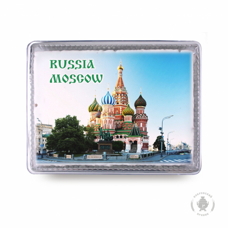  Пряник 600г RUSSIA MOSCOW с фотопечатью (в подарочной пластиковой упаковке)  в Партизанске